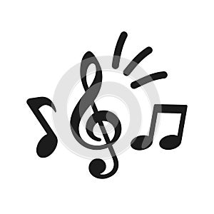 Music notes icon, group musical notes signs â€“ vector