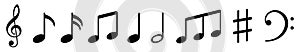 Music notes icons set, group musical notes signs â€“ vector