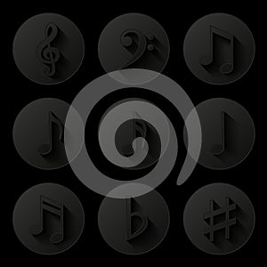 Music notes. Icons set