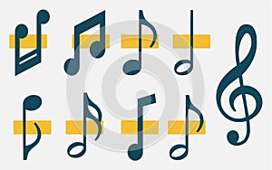 Music notes icons set. Vector illustration eps 10