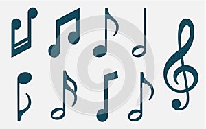 Music notes icons set. Vector illustration eps 10