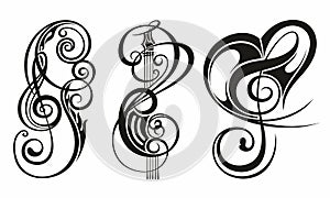 Music notes icons set. Vector illustration. Music symbols