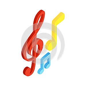 Music notes isometric 3d icon