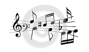 Music notes and melody vector icon