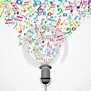 Music notes microphone illustration