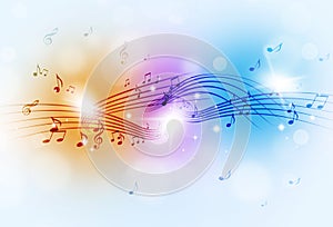 Music Notes Multicolor Background