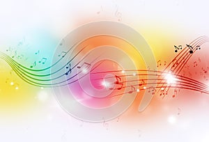 Music Notes Multicolor Background