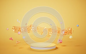 Music notes, musical tunes, 3d rendering