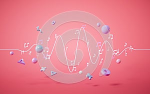 Music notes, musical tunes, 3d rendering