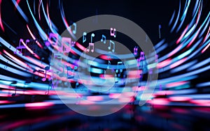 Music notes, musical tunes, 3d rendering