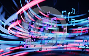 Music notes, musical tunes, 3d rendering