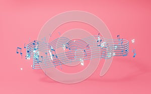 Music notes, musical tunes, 3d rendering