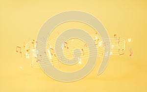 Music notes, musical tunes, 3d rendering