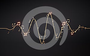 Music notes, musical tunes, 3d rendering