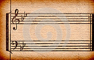 Music notes on old paper sheet