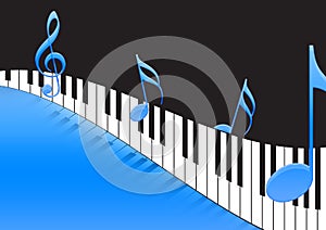 Music Notes and piano keyboard