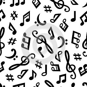 Music notes seamless pattern