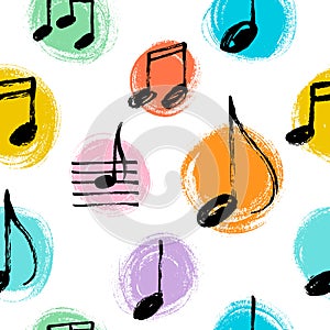 Music notes seamless vector pattern.