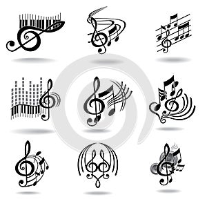 Music notes. Set of music design elements or icons