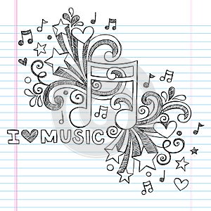 Music Notes Sketchy Doodle Vector Illustration