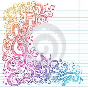 Music Notes Sketchy School Doodles Vector