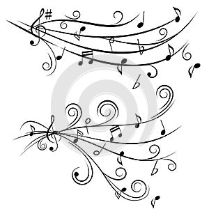 Music notes on staff