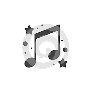 Music notes with stars icon vector