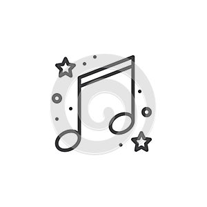 Music notes with stars line icon