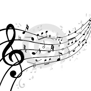 Music notes on a stave or staff vector design illustration