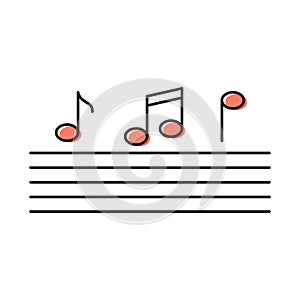 Music notes vector icon isolated on white background