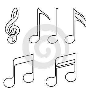 Music notes Vector icons set. note Vector icon. Music illustration collection.