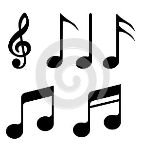 Music notes Vector icons set. note Vector icon. Music illustration collection.