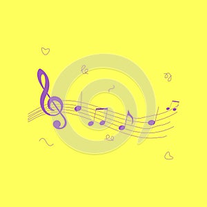 Music notes vector sign pattern. Disco sound notes
