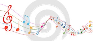 Music notes wave, group musical notes background â€“ for stock
