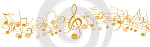 Music notes wave isolated, group musical notes abstract background - for stock