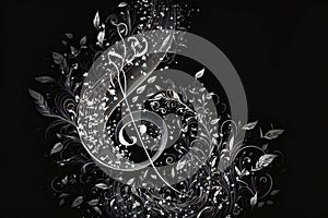 Music notes wave isolated group musical notes background, abstract background