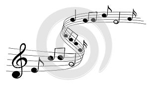 Music notes wave isolated, group musical notes background â€“ for stock