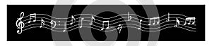 Music notes wave, musical notes on vector illustration on black background