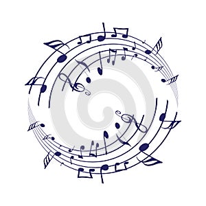 Music notes waving, music background, vector illustration icon photo