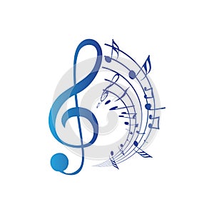 Music notes waving, music background, vector illustration icon photo