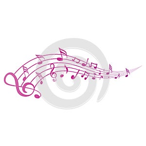 Music notes waving, music background, vector illustration icon