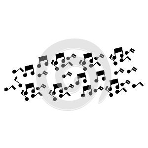 Music notes waving, music background, vector illustration icon