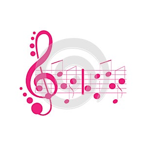 Music notes waving, music background, vector illustration icon