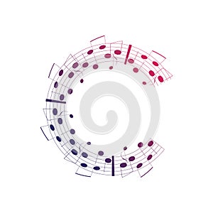 Music notes waving, music background, vector illustration icon