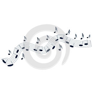 Music notes waving, music background, vector illustration icon