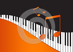 Music Notes and wavy piano keyboard