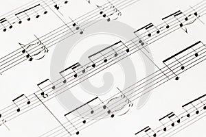 Music-notes on white paper macro