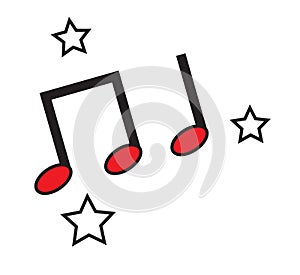 Music notes white stars icons vector