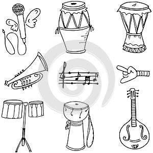 Music object doodles hand draw