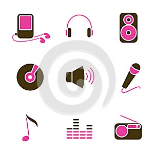 Music object icon set vector